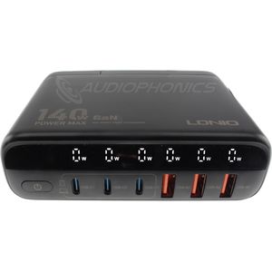 LDNIO Adaptateur Secteur GaN USB-C USB-A PD 5V / 9V / 12V / 15V / 20V 140W
