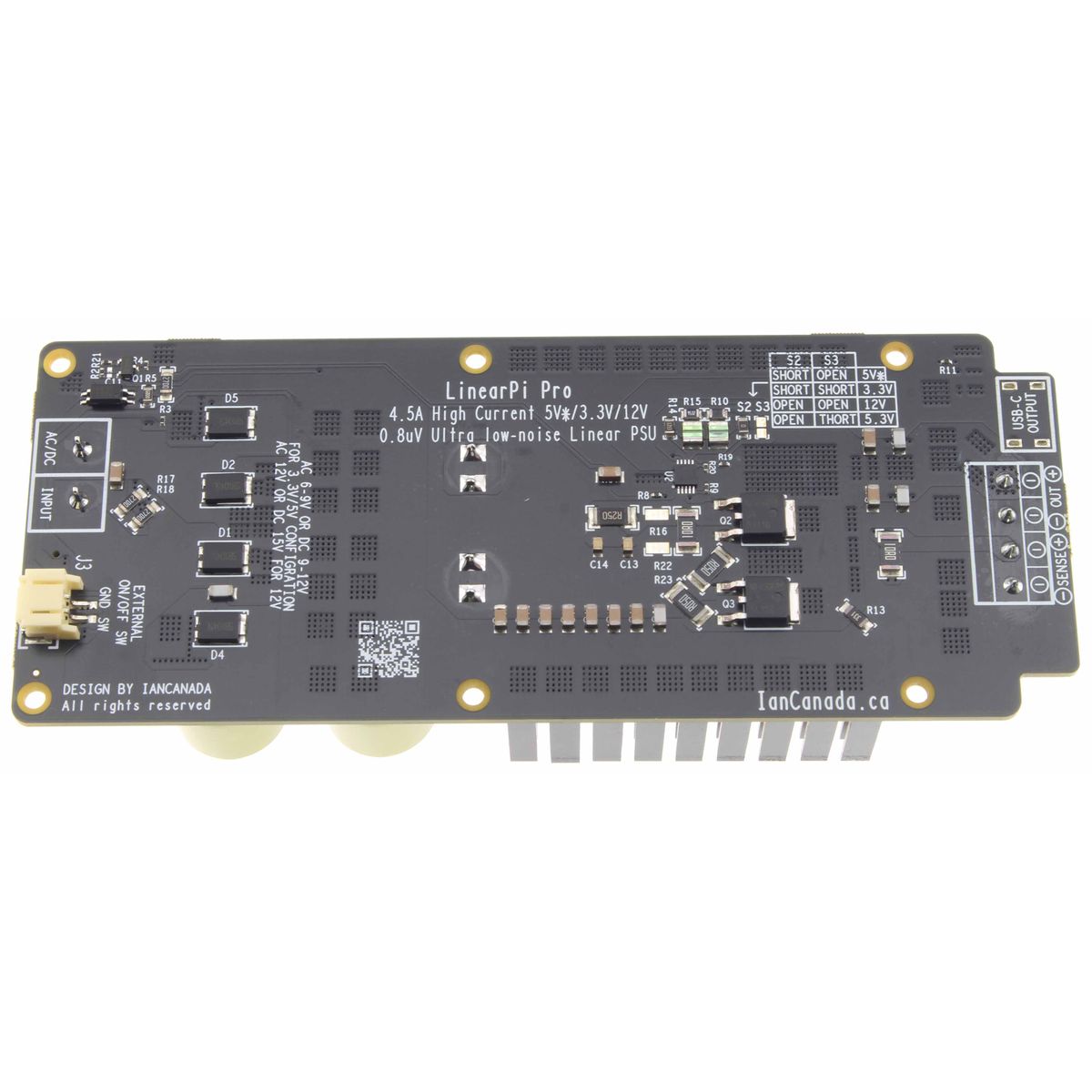 IAN CANADA LinearPi Pro Solo Module Alimentation linéaire double à ultra faible bruit 12V / 5V / 3.3V 5A