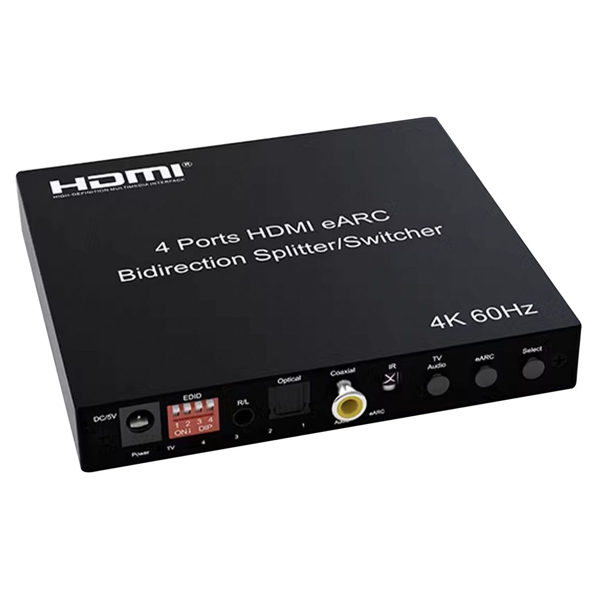 HDMI switcher / eARC Splitter 4K60Hz HDMI 4x1 eARC 1x4 to Toslink optical and Coaxial SPDIF