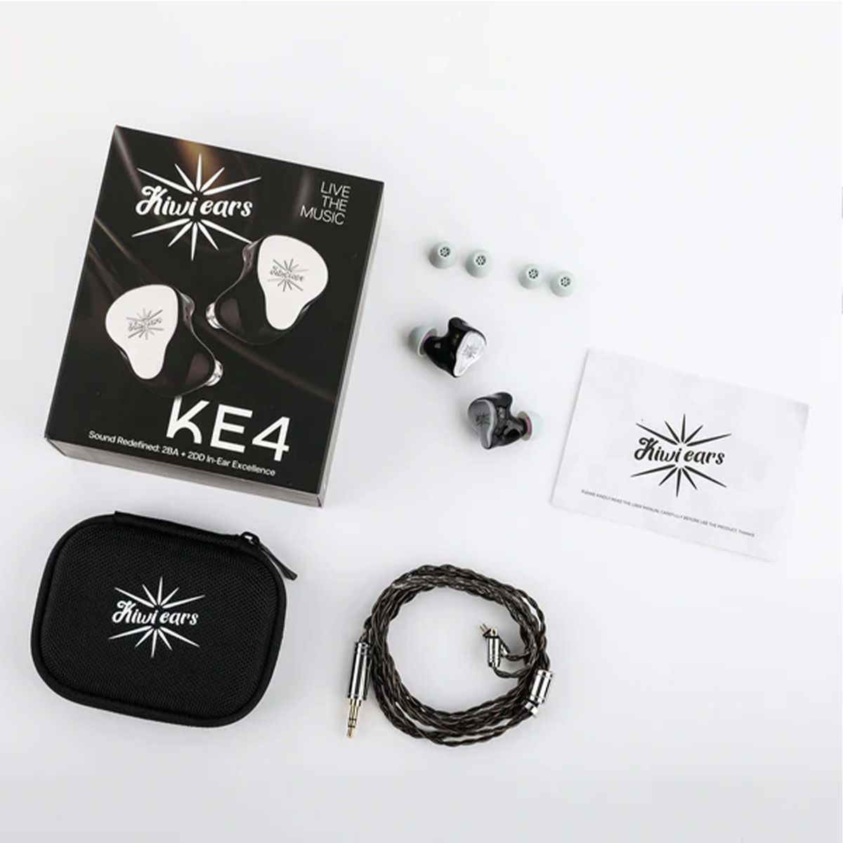 KIWI EARS KE4 Écouteurs Intra-Auriculaires IEM Dynamique Balanced Armature 28 ohm 102dB 20Hz-20kHz
