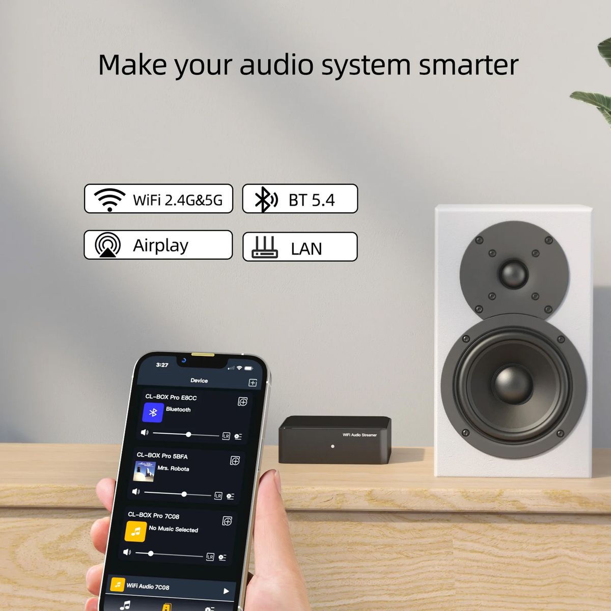 CLOUDYX CL-BOX PRO Lecteur Réseau Audio WiFi DLNA AirPlay Bluetooth 5.2 Multiroom DAC ES9018K2M